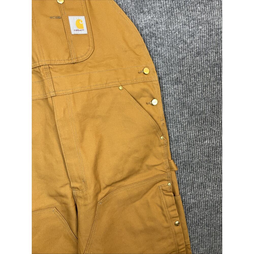 Carhartt Mens Firm Duck Bib Overalls Brown Size 38X34 Work Wear Cotton Rugged - Picture 4 of 10